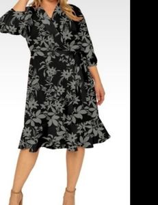 Standards & Practice Kylie Floral Print Wrap Midi Dress, 3X, NWOT